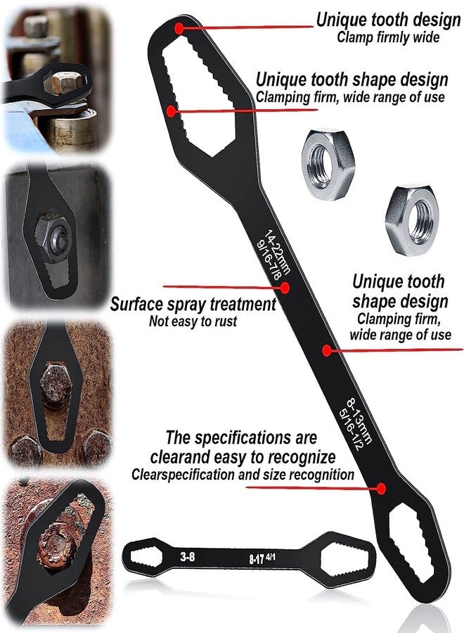 VANITYA مجموعة مفاتيح توركس عالمية متعددة الاستخدامات من فانيتيا، قطعتان، أدوات مفاتيح توركس للبراغي والصواميل، مفاتيح يدوية قابلة للتعديل ذاتية الشد مزدوجة الأطراف لإصلاح السيارات في المنزل أو في الهواء الطلق، مقاسات 3-17 مم و8-22 مم - Image 2